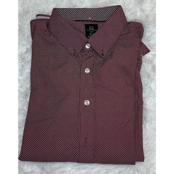 Michael Strahan Xl Burgundy Men’s Button Down Long Sleeved Shirt - Picture 1 of 9